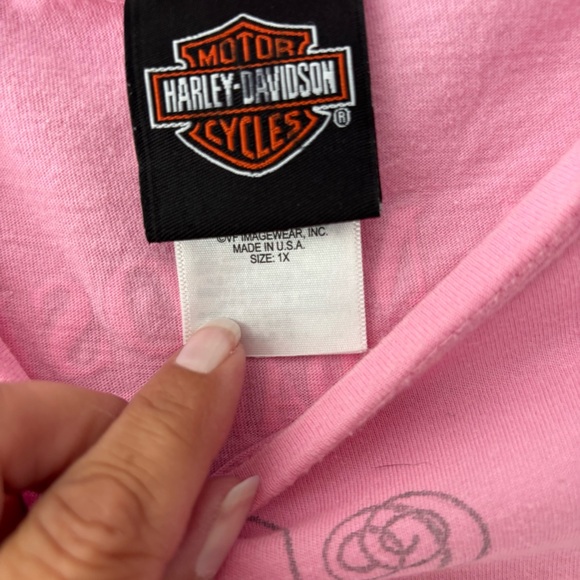 Harley-Davidson Pink Short Sleeve Tee Big Moose Portland ME SZ 1X Worn 1X - Picture 5 of 9